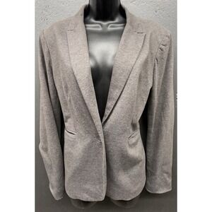 Women Blazer Jacket XL Gray Cotton Blend Unstructured Pockets Casual Career Prep